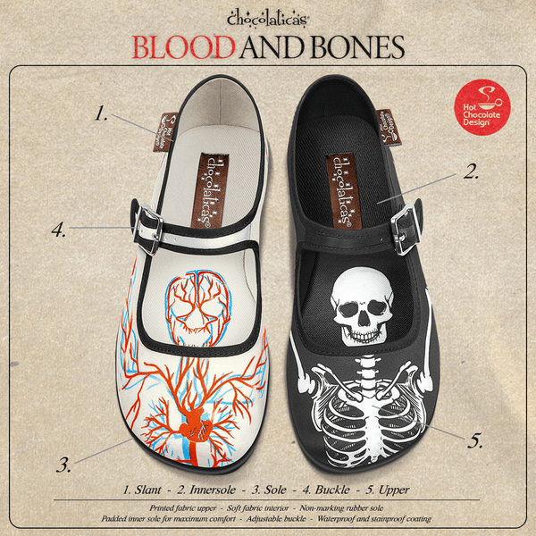 Chocolaticas® Blood & Bones Mary Jane pour femmes - Chaussure plate - Retro Eclectic