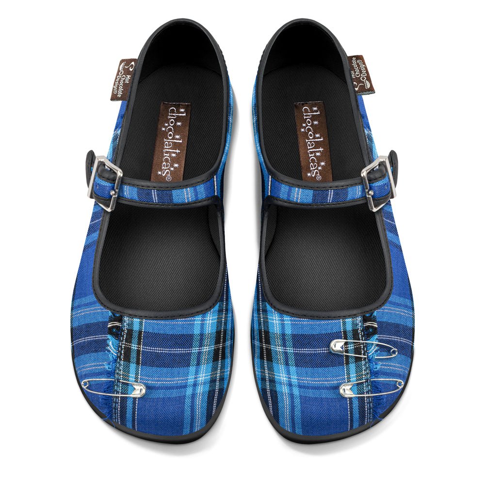 Chocolaticas® Blue Tartan Women's Mary Jane Flat – Retro Eclectic
