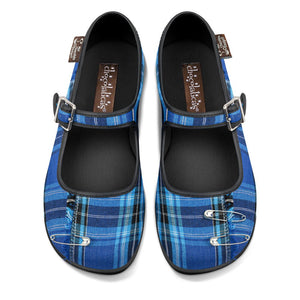Chocolaticas® Blue Tartan Women's Mary Jane Flat – Retro Eclectic