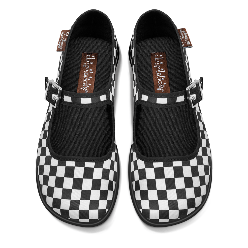 Chocolaticas® CHECKERS BLACK Women's Mary Jane Flat – Retro Eclectic