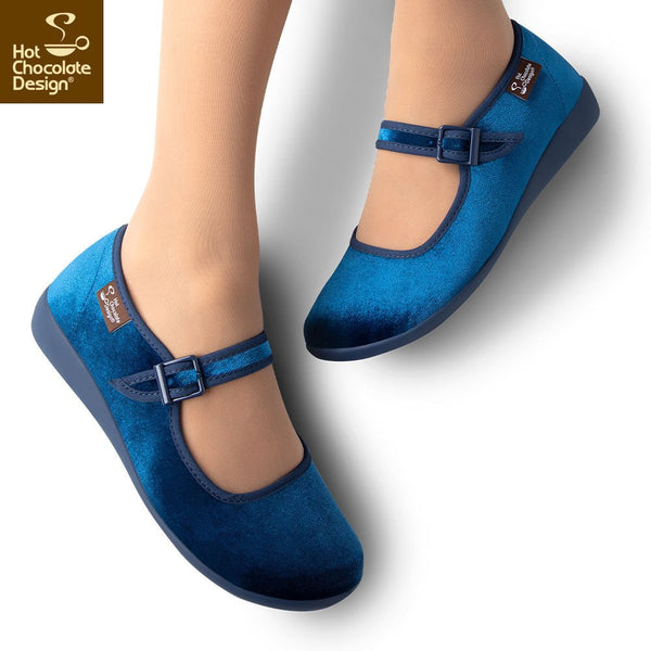 Chocolaticas® CURACAO BLUE Mary Jane pour femmes - Chaussure plate - Rétro éclectique