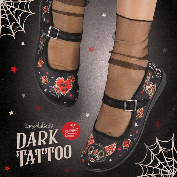 Chocolaticas® Dark Tattoo Women's Mary Jane Flat - Retro Eclectic