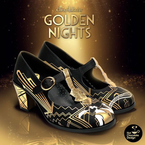 Chocolaticas® Golden Nights Women's Mary Jane Pump - Retro Eclectic