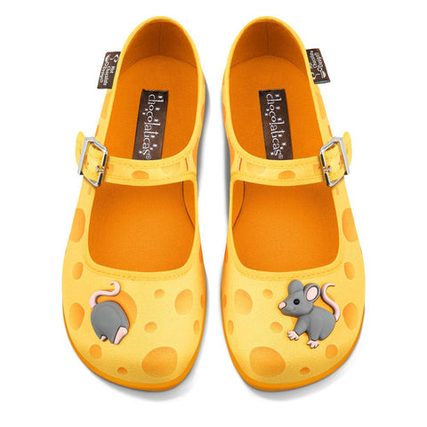 Chocolaticas® MOUSE AND CHEESE Women's Mary Jane Flat - Retro Eclectic