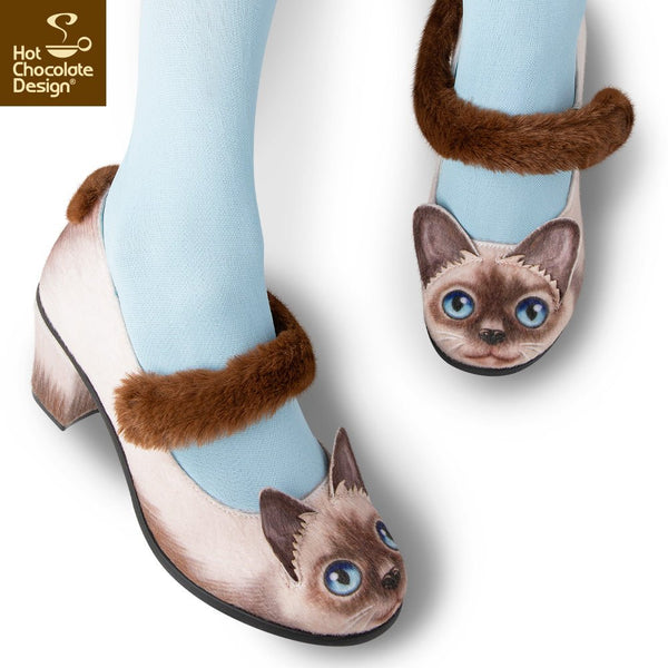 Chocolaticas® SIAMESE CAT Pompe Mary Jane pour femme - Rétro éclectique