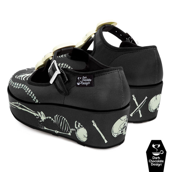 Chocolaticas® SKELETONS UNDER YOUR BED Women's Mary Jane Platform - Retro Eclectic