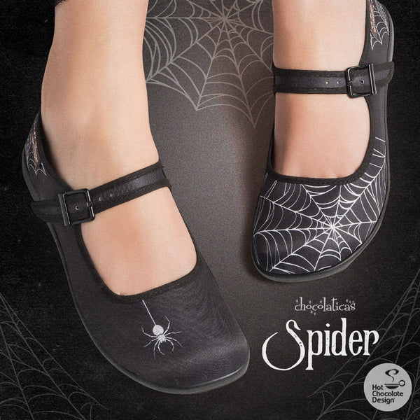 Chocolaticas® Spider Mary Jane pour femmes - Chaussure plate - Rétro éclectique